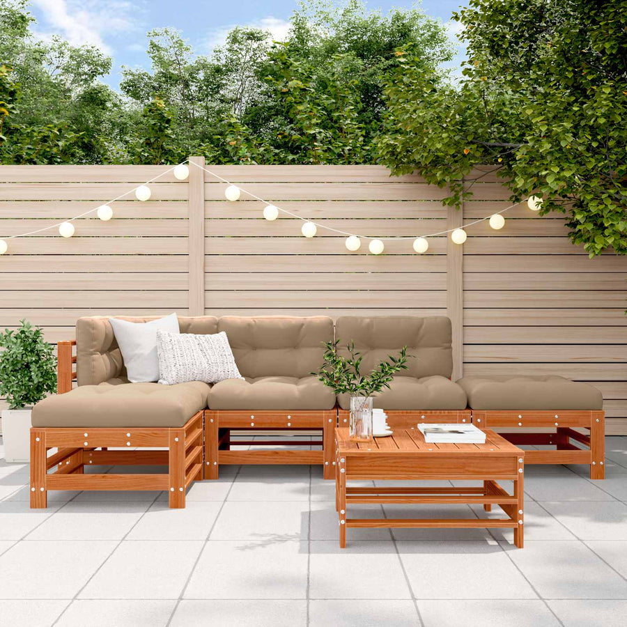 Tuin loungeset 6 pcs Wasbruin Massief grenenhout