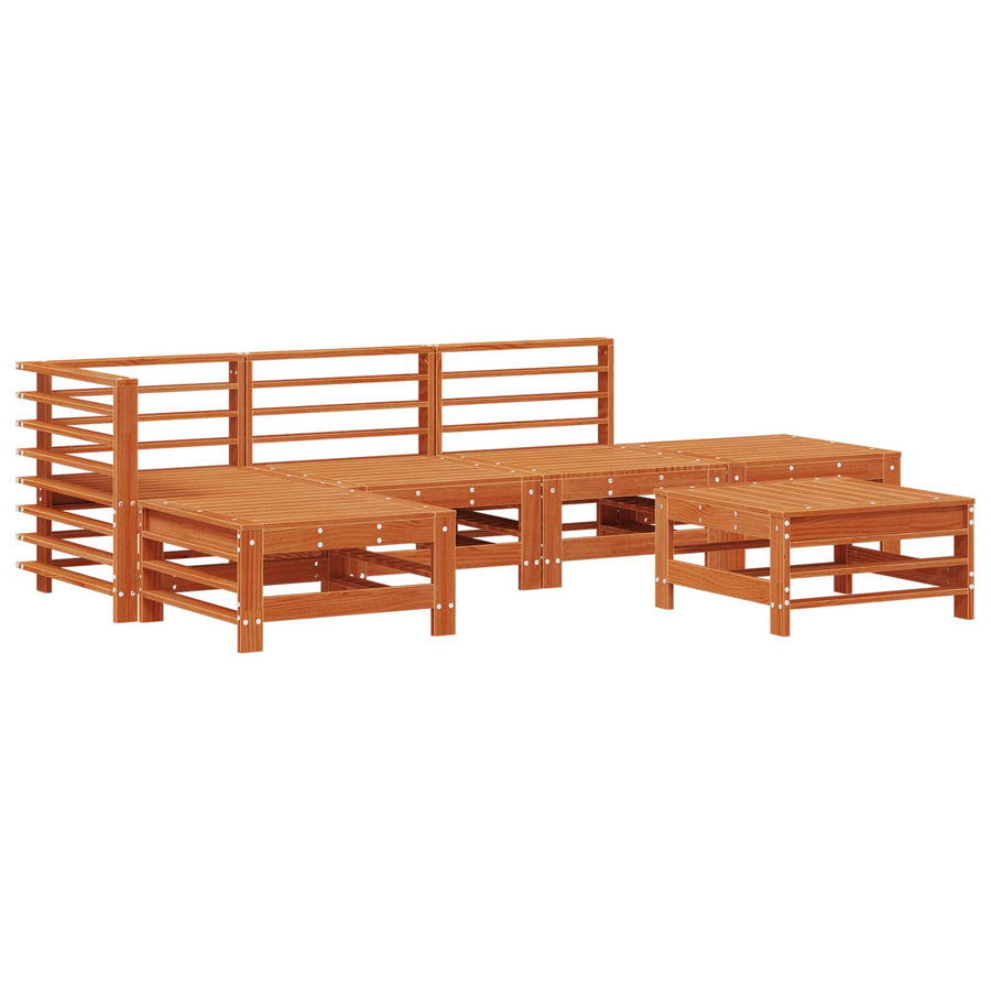 Tuin loungeset 6 pcs Wasbruin Massief grenenhout