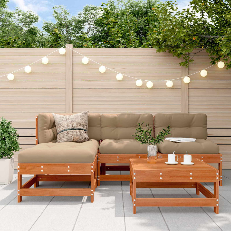 Tuin loungeset 5 pcs Wasbruin Massief grenenhout