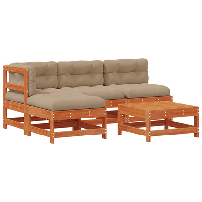 Tuin loungeset 5 pcs Wasbruin Massief grenenhout