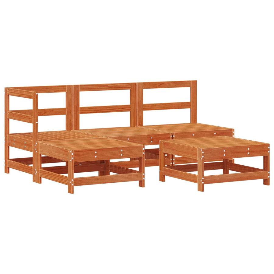 Tuin loungeset 5 pcs Wasbruin Massief grenenhout