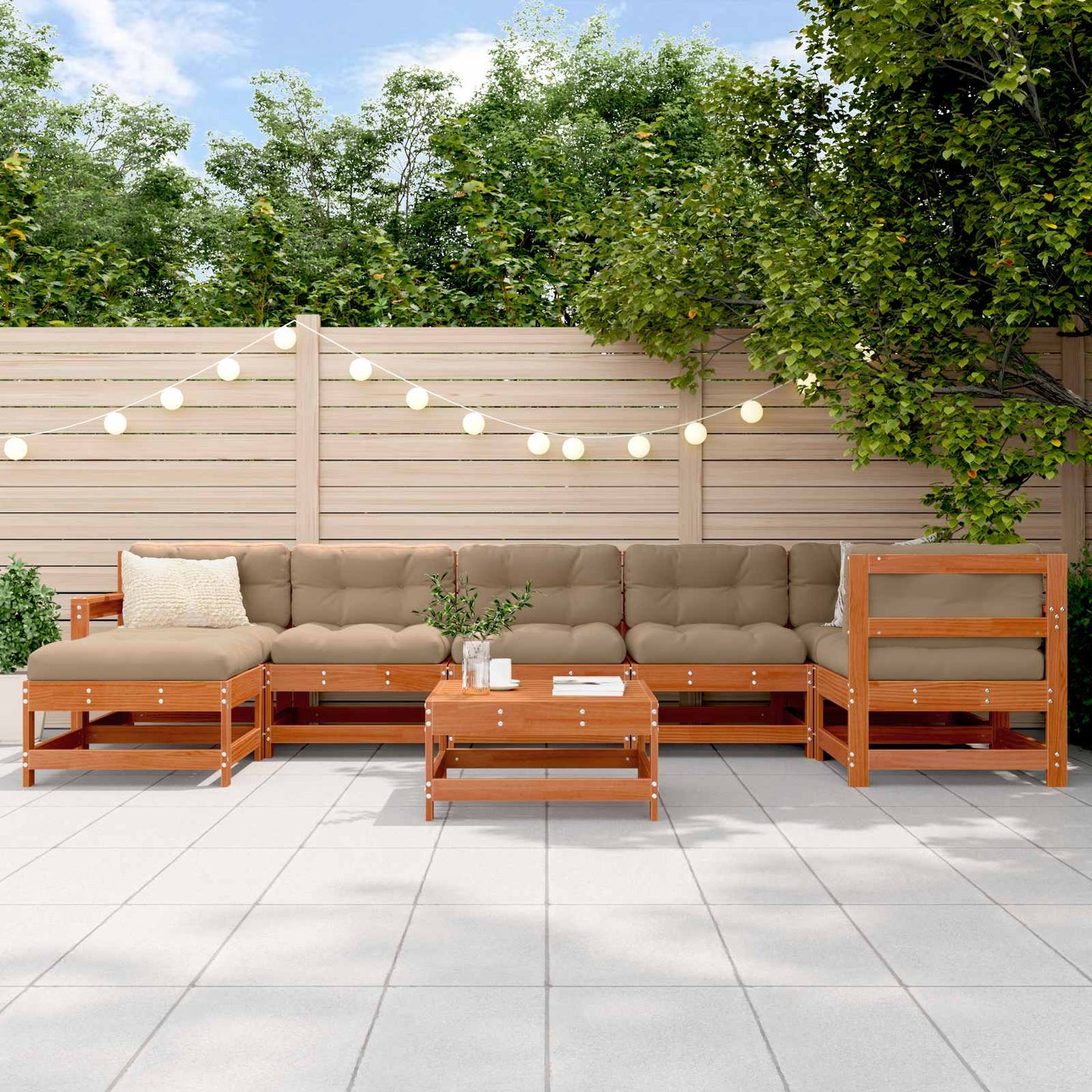 Tuin loungeset 8 pcs Wasbruin Massief grenenhout