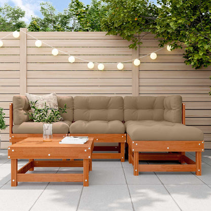 Tuin loungeset 5 pcs Waskleur Bruin Massief grenenhout