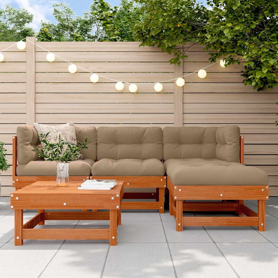 Tuin loungeset 5 pcs Waskleur Bruin Massief grenenhout