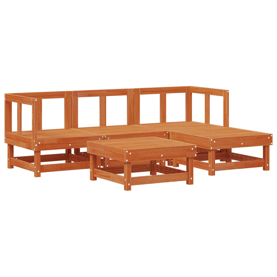 Tuin loungeset 5 pcs Waskleur Bruin Massief grenenhout