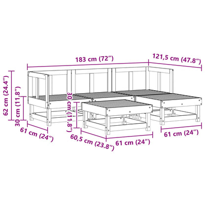 Tuin loungeset 5 pcs Waskleur Bruin Massief grenenhout