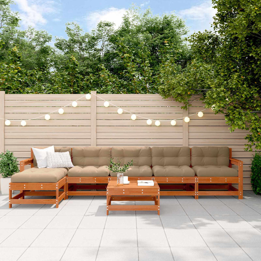 Tuin loungeset 7 pcs Wasbruin Massief grenenhout