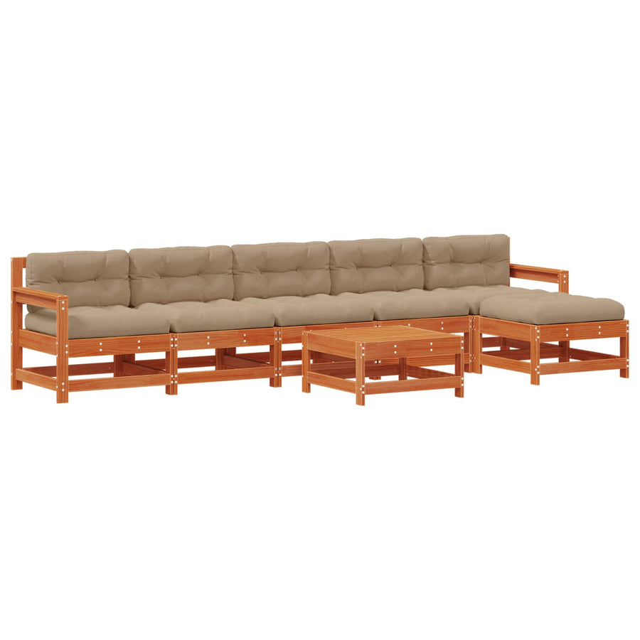 Tuin loungeset 7 pcs Wasbruin Massief grenenhout