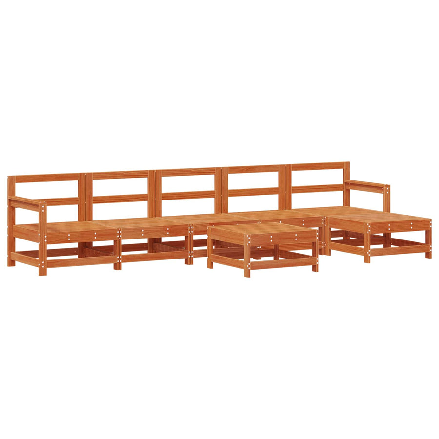 Tuin loungeset 7 pcs Wasbruin Massief grenenhout