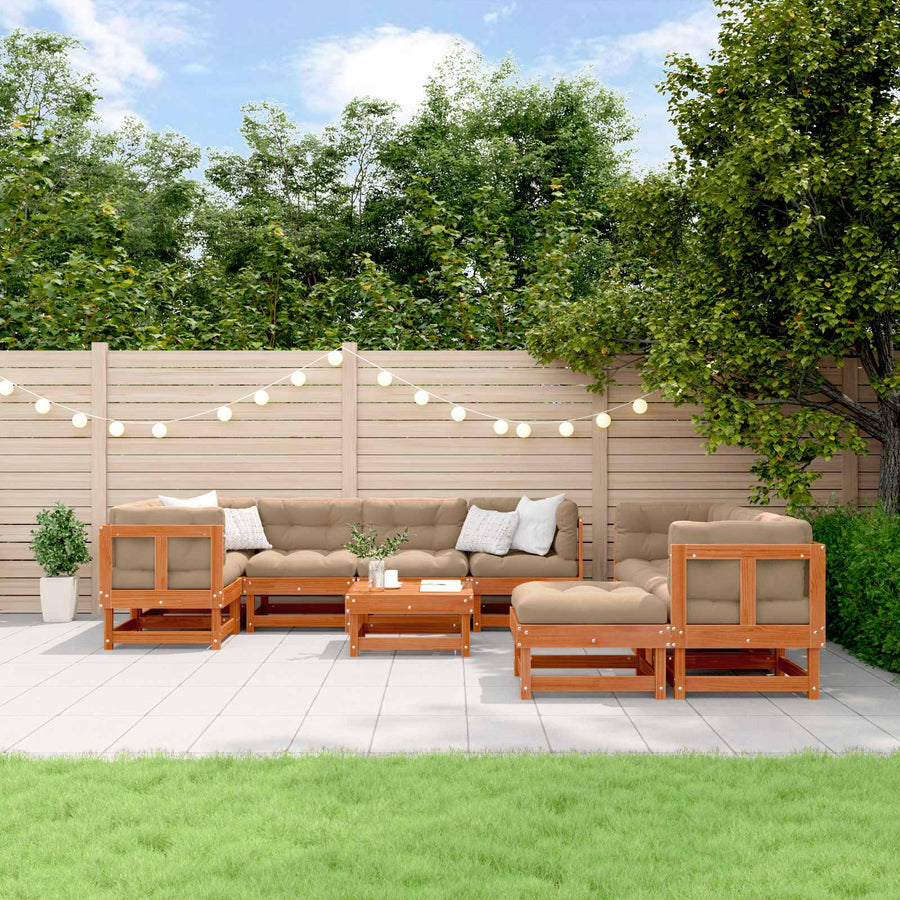 Tuin loungeset 33 pcs Wax Bruin en Taupe Massief grenenhout