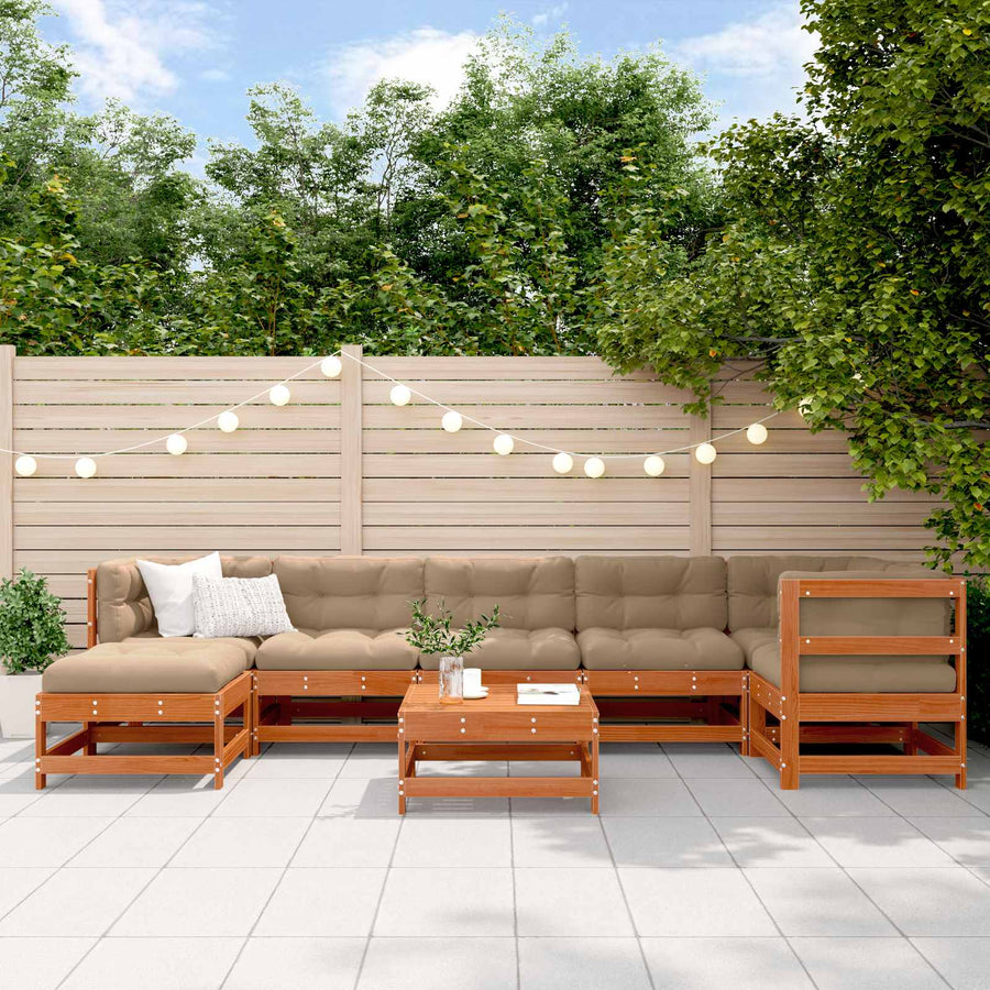 Tuin loungeset 8 pcs Wax Bruin en Taupe Massief grenenhout