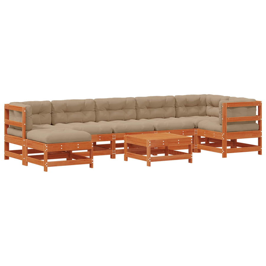 Tuin loungeset 8 pcs Wax Bruin en Taupe Massief grenenhout