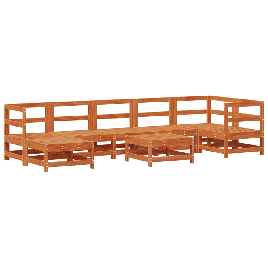 Tuin loungeset 8 pcs Wax Bruin en Taupe Massief grenenhout