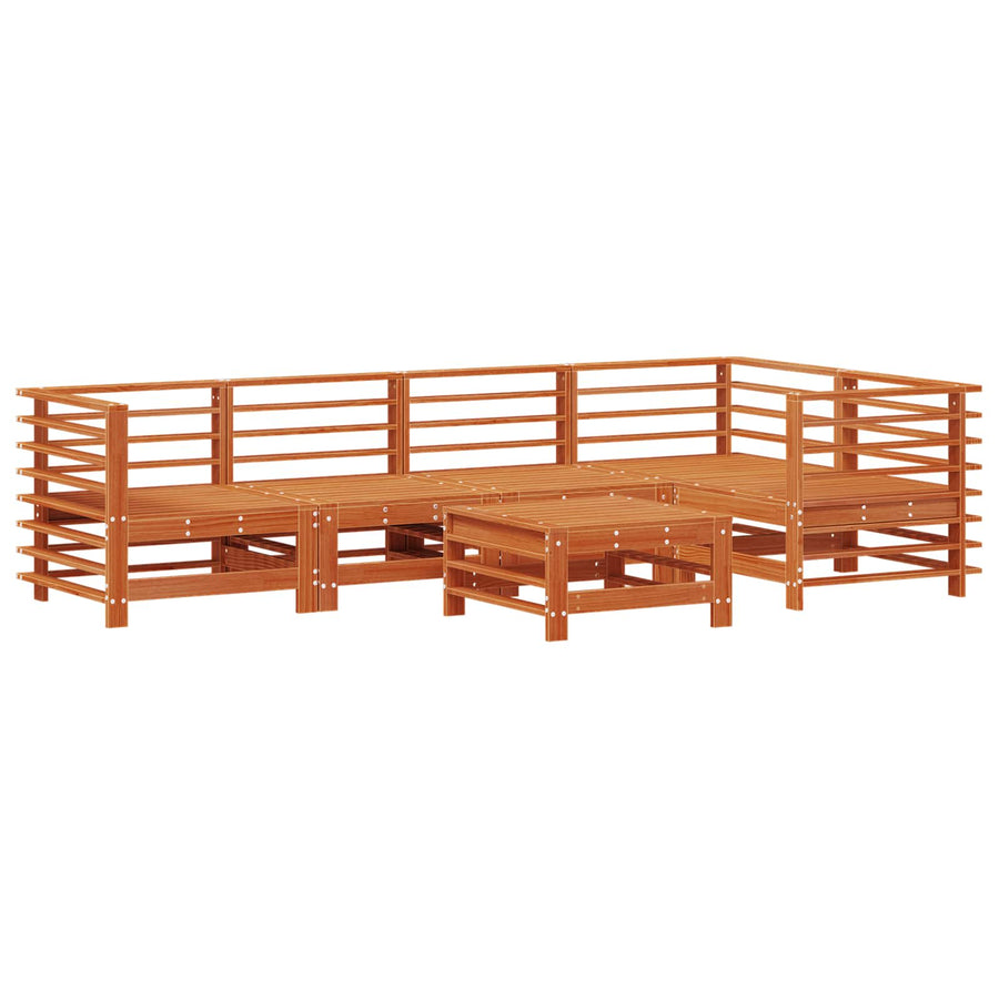 Tuin loungeset 6 pcs Wasbruin Massief grenenhout