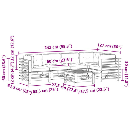 Tuin loungeset 6 pcs Wasbruin Massief grenenhout