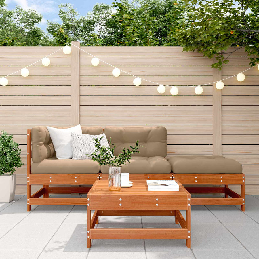 Tuin loungeset 4 pcs Wasbruin Massief grenenhout