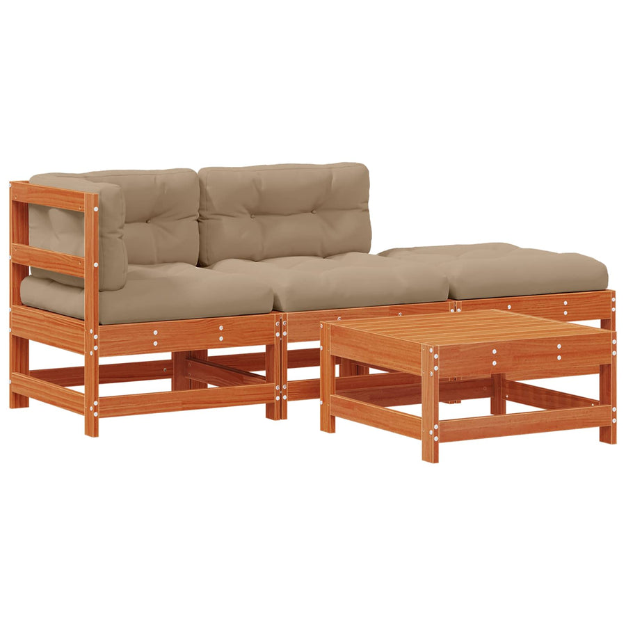 Tuin loungeset 4 pcs Wasbruin Massief grenenhout