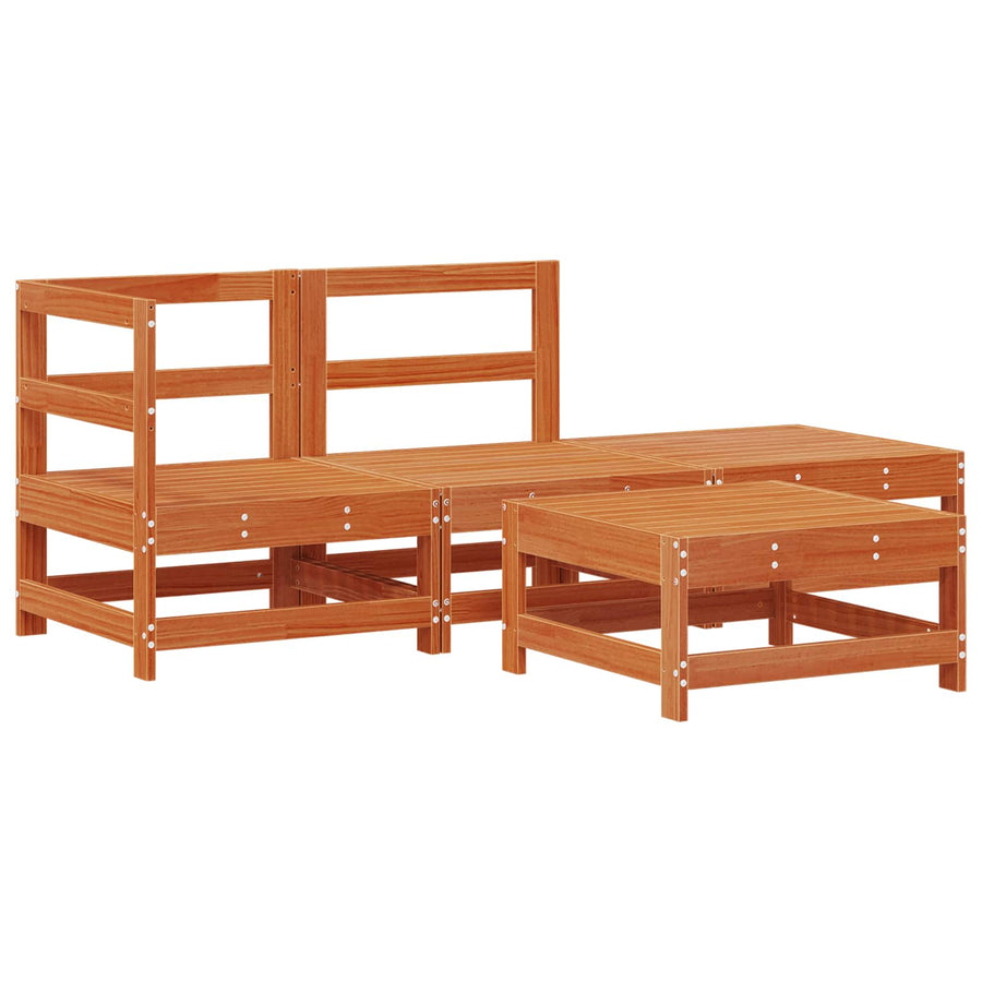 Tuin loungeset 4 pcs Wasbruin Massief grenenhout