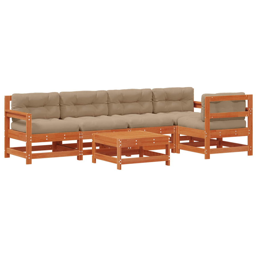 Tuin loungeset 6 pcs Wasbruin Massief grenenhout