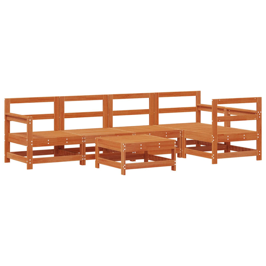 Tuin loungeset 6 pcs Waskleur Bruin Massief grenenhout