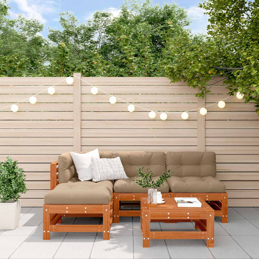 Tuin loungeset 5 pcs Wasbruin Massief grenenhout