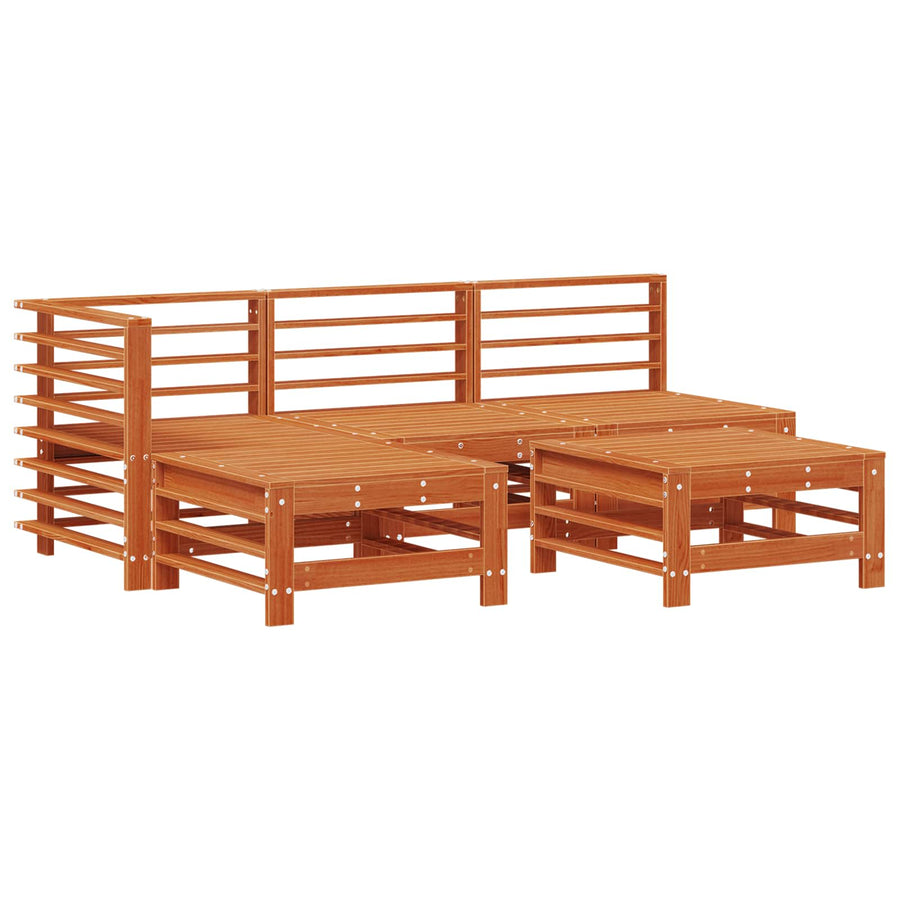 Tuin loungeset 5 pcs Wasbruin Massief grenenhout