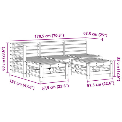 Tuin loungeset 5 pcs Wasbruin Massief grenenhout