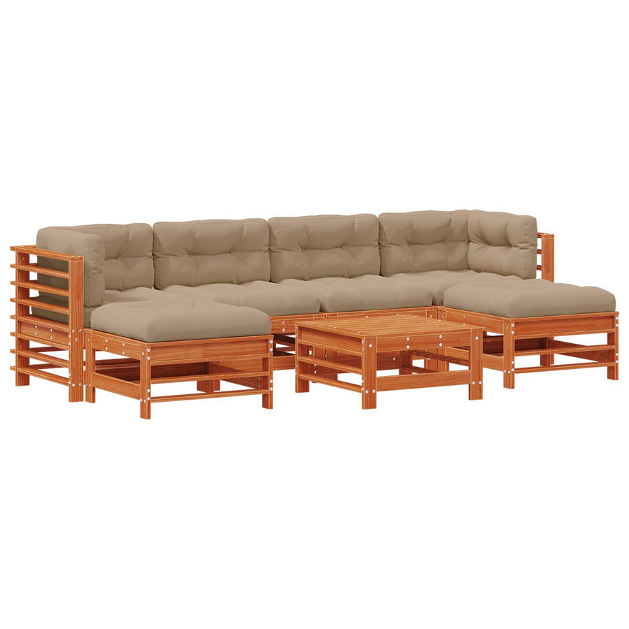 Tuin loungeset 7 pcs Waskleur Bruin Massief grenenhout