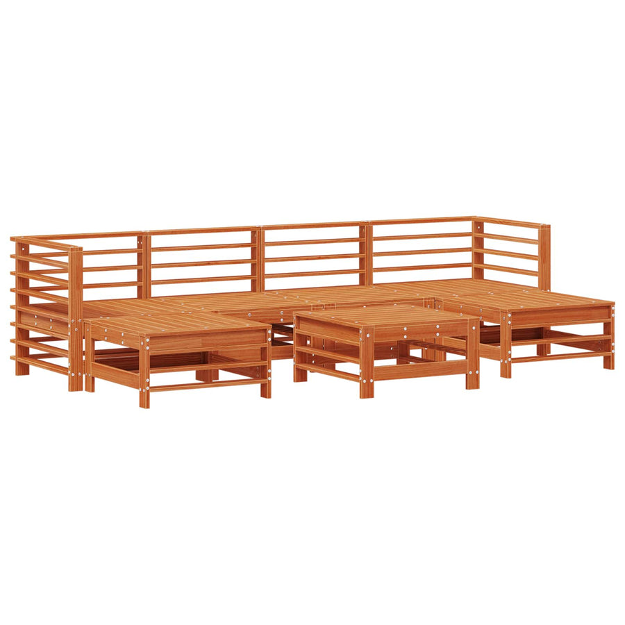 Tuin loungeset 7 pcs Waskleur Bruin Massief grenenhout