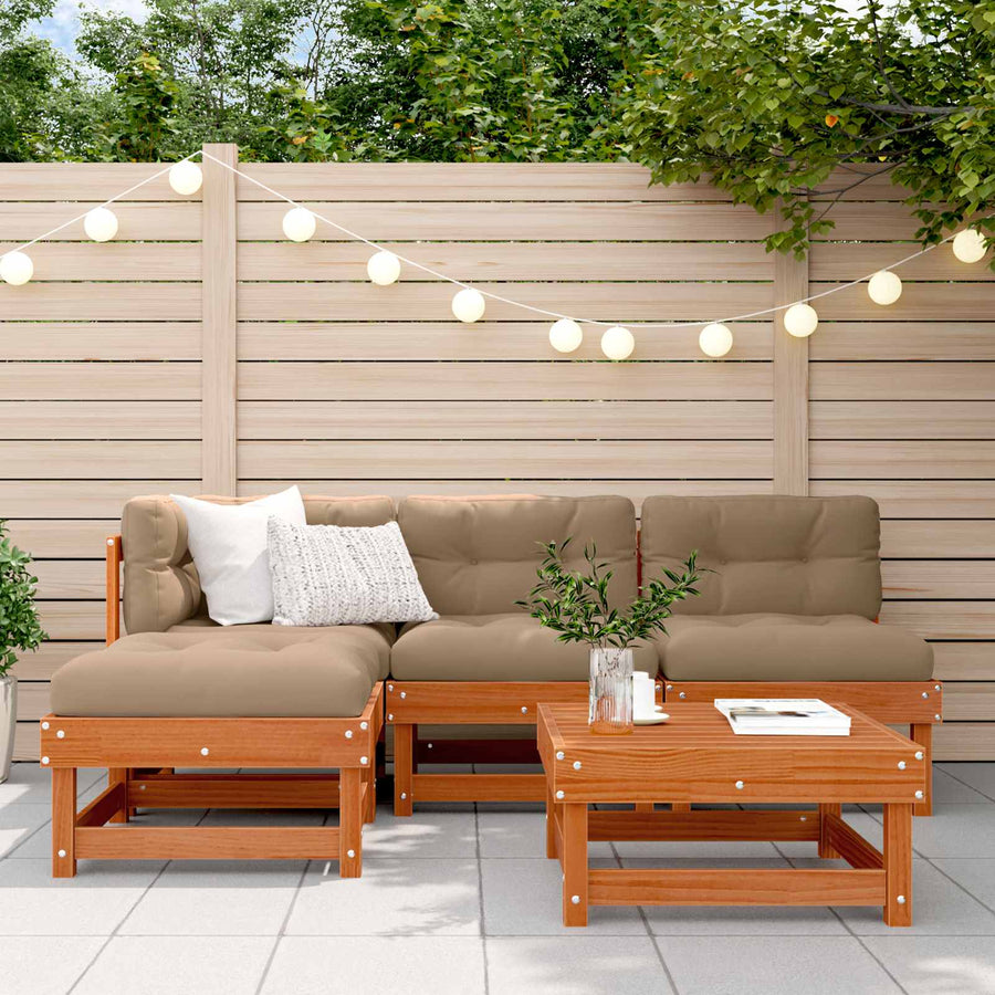 Tuin loungeset 13 pcs Wax Bruin en Taupe Massief grenenhout