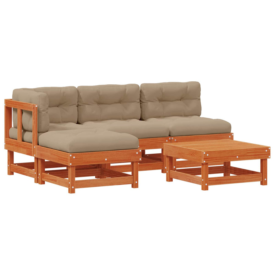 Tuin loungeset 13 pcs Wax Bruin en Taupe Massief grenenhout