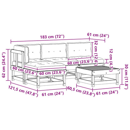 Tuin loungeset 13 pcs Wax Bruin en Taupe Massief grenenhout