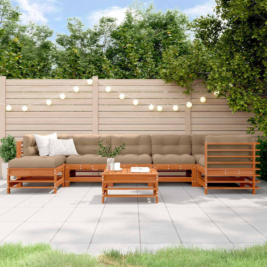 Tuin loungeset 8 pcs Wasbruin Massief grenenhout