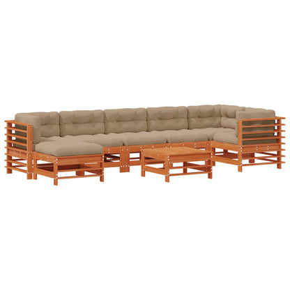 Tuin loungeset 8 pcs Wasbruin Massief grenenhout