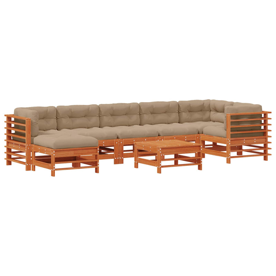 Tuin loungeset 8 pcs Wasbruin Massief grenenhout