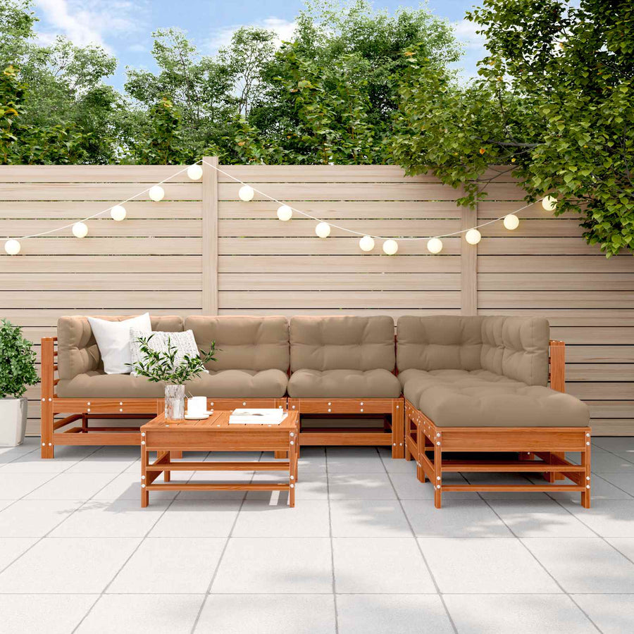 Tuin loungeset 7 pcs Waskleur Bruin Massief grenenhout