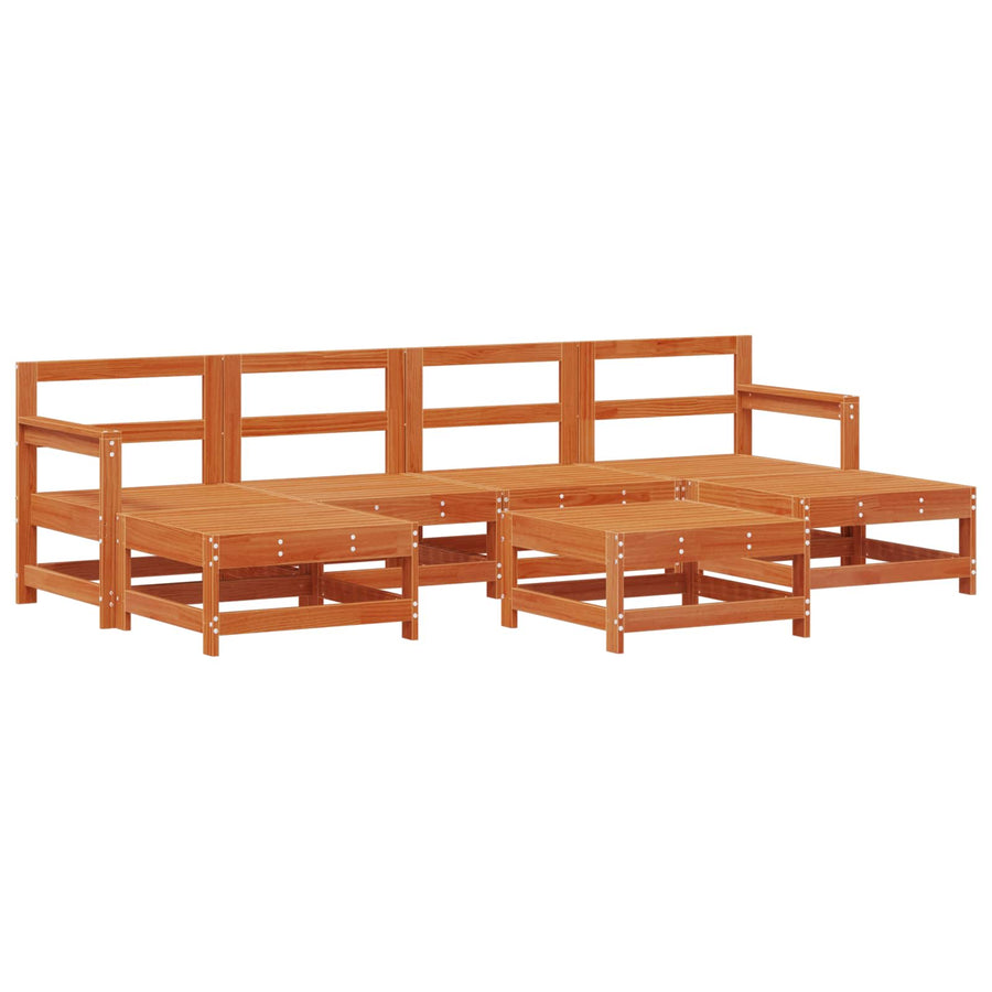 Tuin loungeset 7 pcs Wax Bruin en Taupe Massief grenenhout