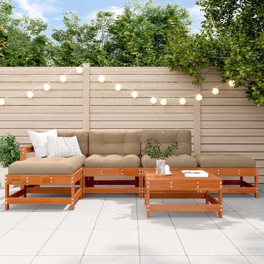 Tuin loungeset 6 pcs Waskleur Bruin Massief grenenhout