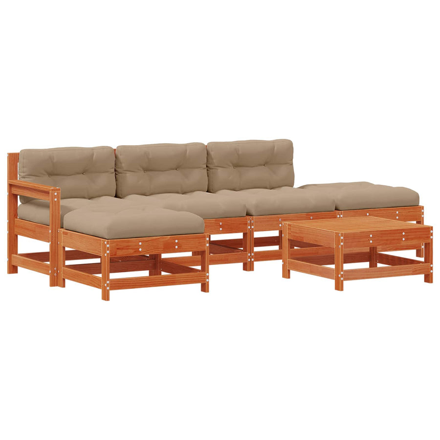 Tuin loungeset 6 pcs Waskleur Bruin Massief grenenhout