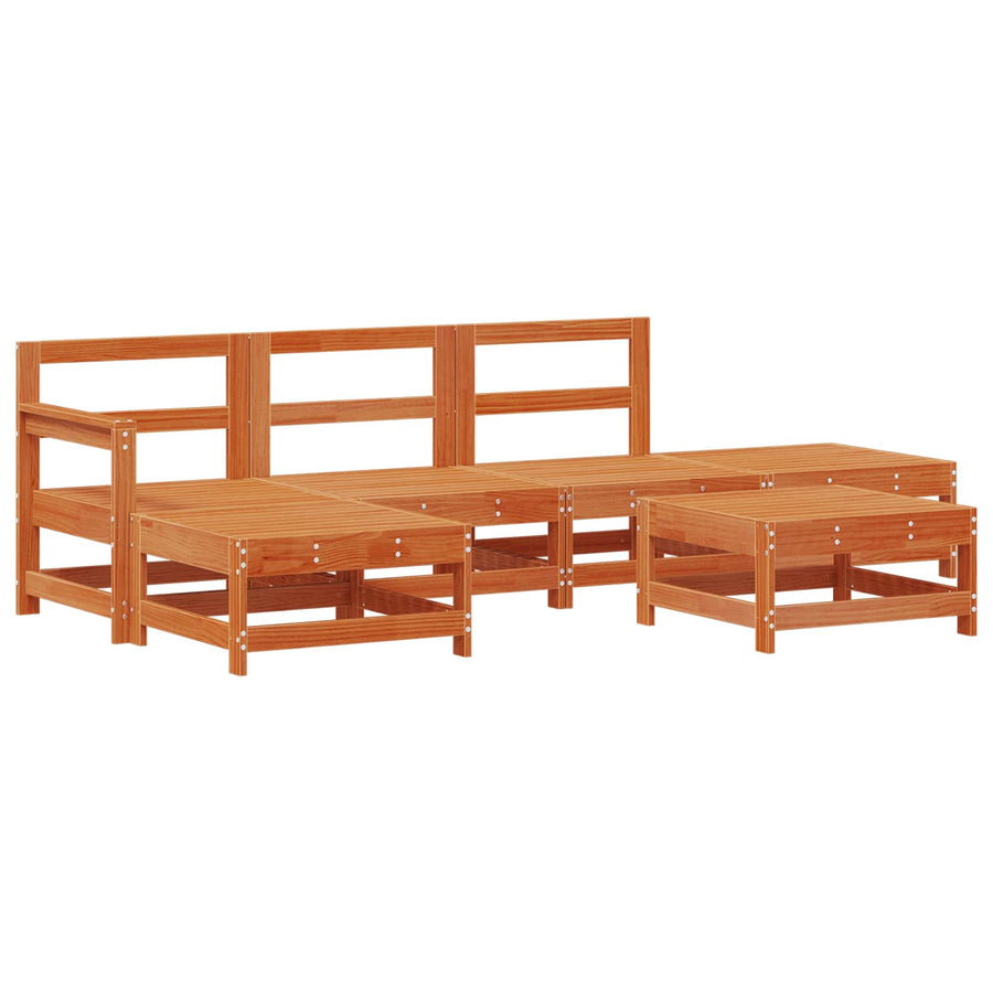 Tuin loungeset 6 pcs Waskleur Bruin Massief grenenhout