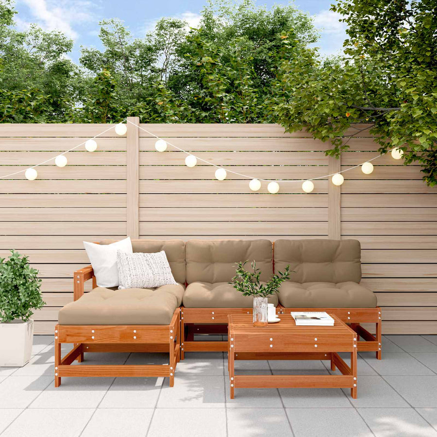 Tuin loungeset 5 pcs Wax Bruin Den Massief grenenhout