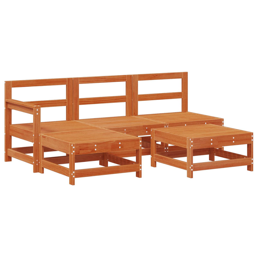 Tuin loungeset 5 pcs Wax Bruin Den Massief grenenhout