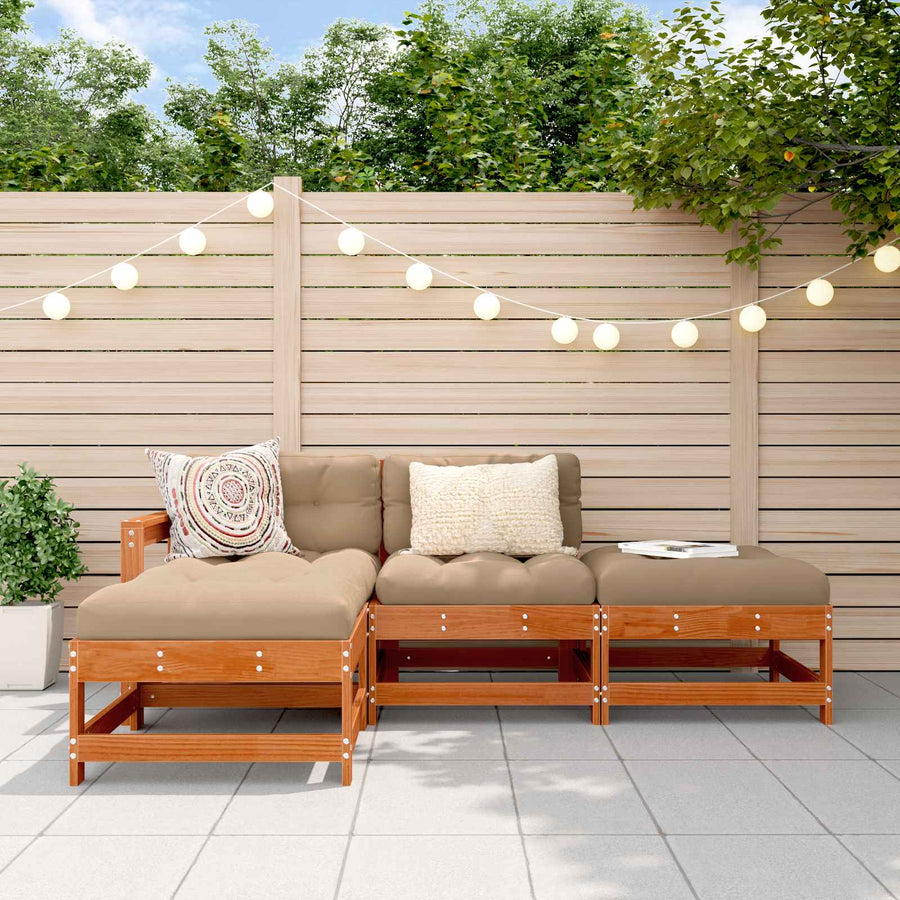 Tuin loungeset 4 pcs Wasbruin Massief grenenhout