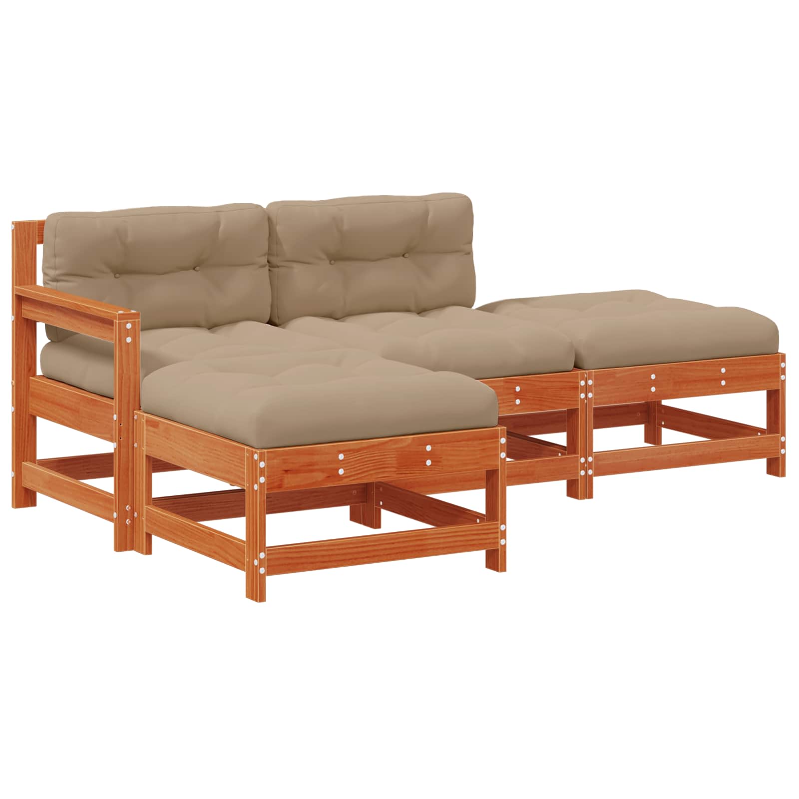 Tuin loungeset 4 pcs Wasbruin Massief grenenhout
