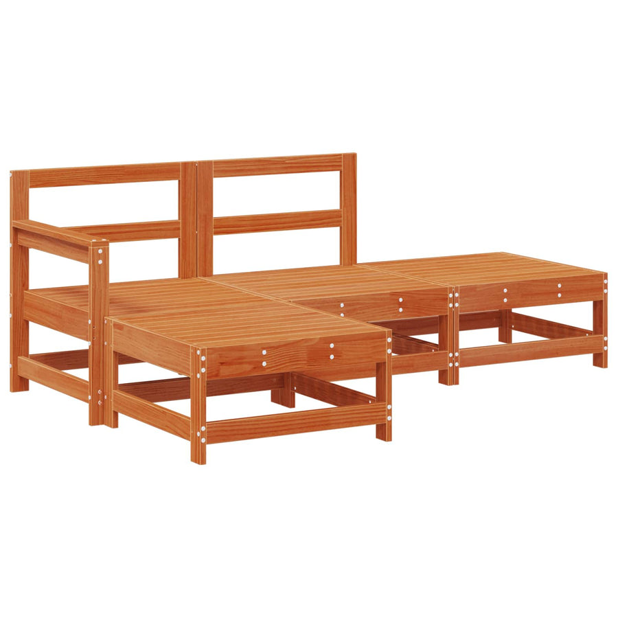 Tuin loungeset 4 pcs Wasbruin Massief grenenhout