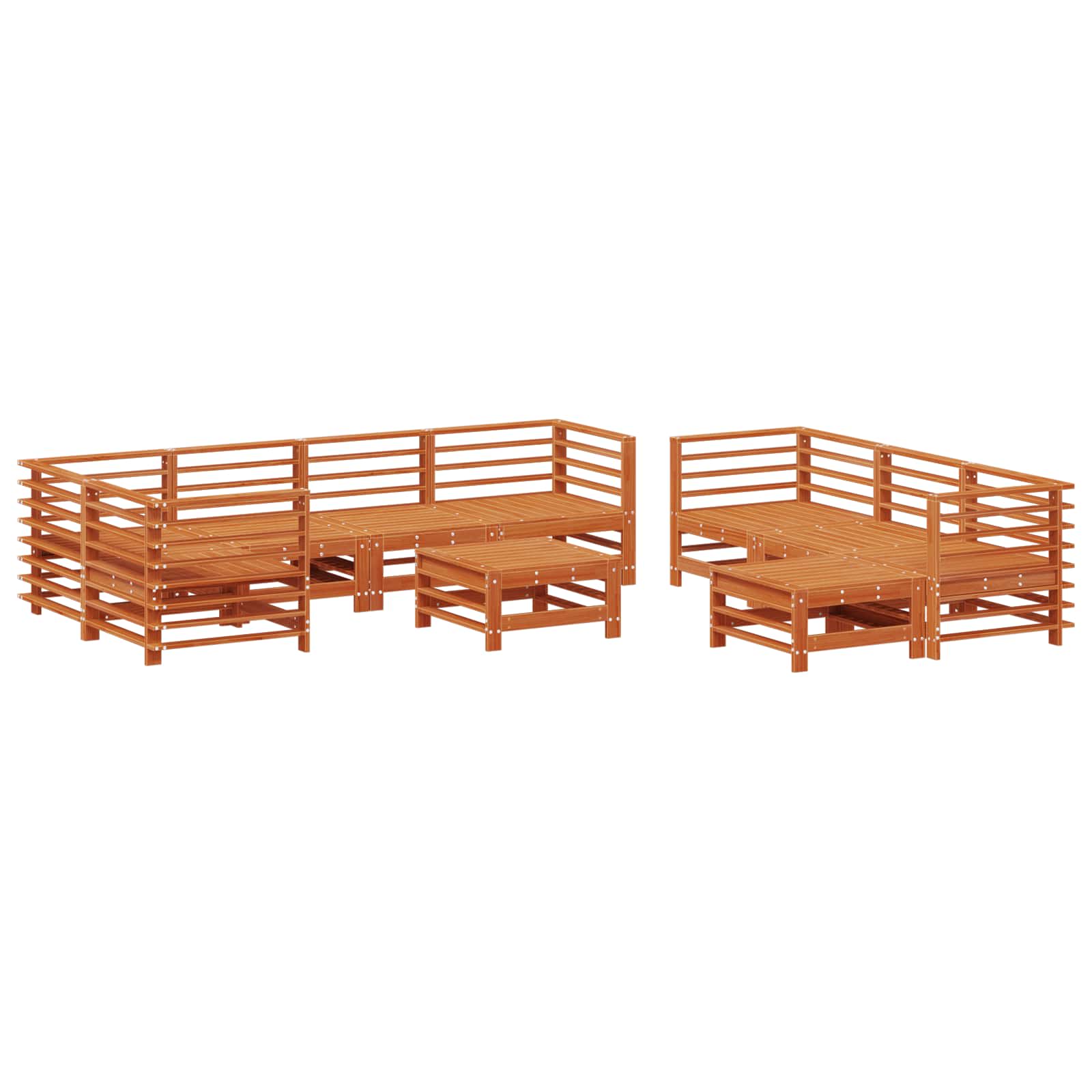 Tuin loungeset 10 pcs Wasbruin Massief grenenhout