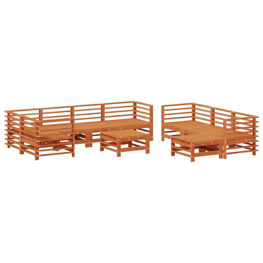 Tuin loungeset 10 pcs Wasbruin Massief grenenhout