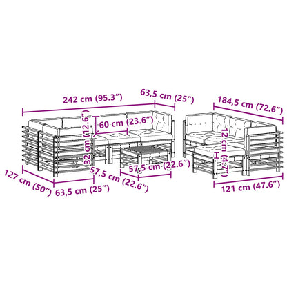 Tuin loungeset 10 pcs Wasbruin Massief grenenhout