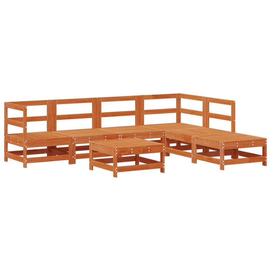 Tuin loungeset 7 pcs Wax Bruin en Taupe Massief grenenhout