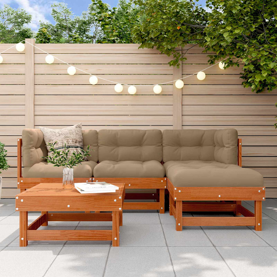 Tuin loungeset 15 pcs Wax Bruin en Taupe Massief grenenhout